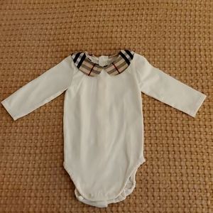 Burberry White One Piece with Check Collar